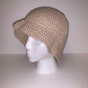 Beige Crocheted Bucket Hat